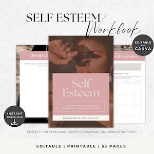 Self Esteem Worksheet | Therapy Tools for Confidence Building | Self Help Worksheets | Emotional Wellness | Personal Growth Resources