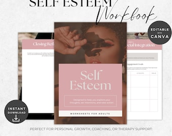 Self Esteem Worksheet | Therapy Tools for Confidence Building | Self Help Worksheets | Emotional Wellness | Personal Growth Resources