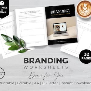 Branding Worksheet | INSTANT DOWNLOAD | Branding Kit | Brand Design Kit | Brand Strategy Workbook | Personal Branding | Editable Worksheet
