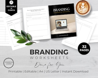 Branding Worksheet | INSTANT DOWNLOAD | Branding Kit | Brand Design Kit | Brand Strategy Workbook | Personal Branding | Editable Worksheet