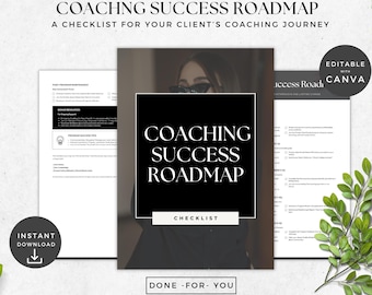Coaching-Programm Gliederung Checkliste | Bearbeitbare Canva Vorlage für Coaches | Kundenerfolgs-Tracker | Kunden Willkommens Paket