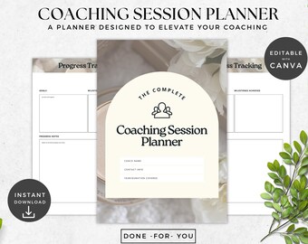 Modelo de Notas de Sessão de Coaching Editável | Formulário de Admissão de Coaching + Planilhas | Ferramentas para Coaches e Gestão de Clientes