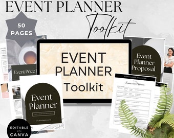 Event Planner Bundle | Editable Canva Templates | Party Planning Checklist | Event Proposal & Price List | 50-Page Event Organizer