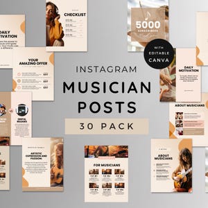 Canva Musician Templates | Editable Instagram Posts for Artists, Bands & Music Creators | Instagram Done for You Templates