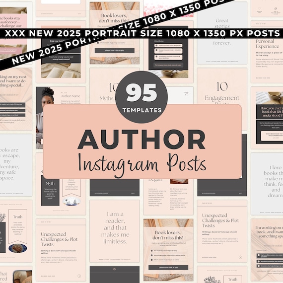 95 Instagram Canva Templates for Authors | Social Media Templates for Writers | Book Marketing, Author Branding | Self-Published Author