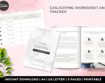 Codependency Worksheet | INSTANT DOWNLOAD | Gaslighting Is Not Real | Therapy Workbook | Editable Canva Template