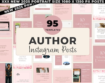 Pink Instagram Posts for Authors | Author Social Media Templates | Editable Canva Designs for Book Marketing | Bookstagram Templates