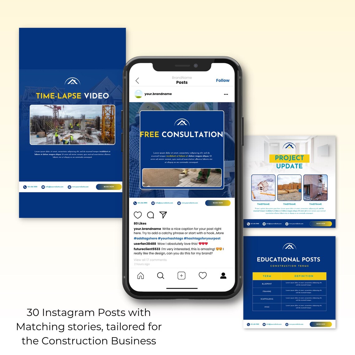 Editable Instagram Templates for Contractors | Construction Posts ...
