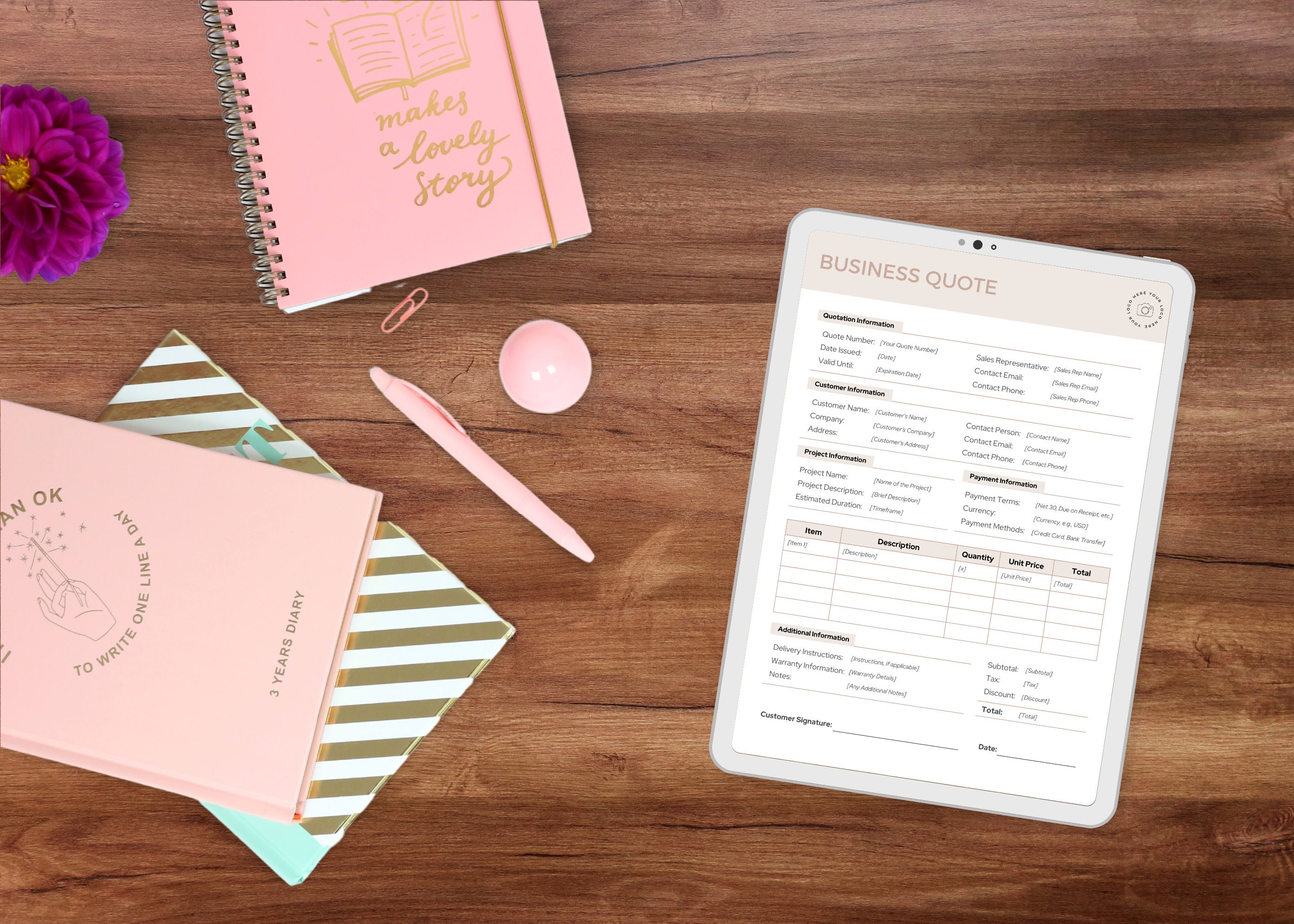 Editable Quotation Sheet Canva Template INSTANT DOWNLOAD Quote Form Job ...