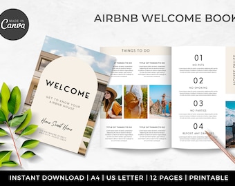 Libri di benvenuto per gli ospiti di Airbnb / DOWNLOAD IMMEDIATO / Modello per affitti di breve durata / Guida alla casa Airbnb Canva