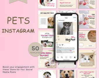 Pet Instagram Templates | Pet Shop Grooming Business | Dog Instagram | Pet Canva Templates | Cat Instagram | Dog Social Media