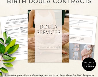Doula Business Templates | Client Welcome Packet | Edit In Canva | New Client Onboarding Forms | Instant Download | Birth Doula Contract