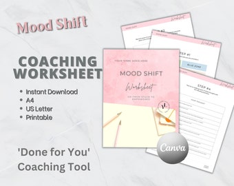 Hoja de trabajo de cambio de humor, DESCARGA INSTANTE, Hecho para usted, Herramienta de coaching de vida, Libro de trabajo de negocios, Recursos de coaching, Lead Magnet, Rosa, PM01