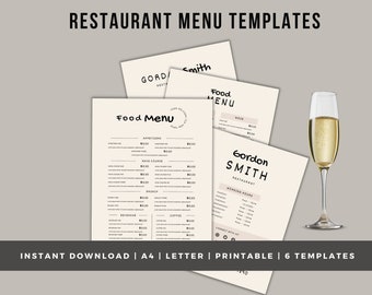 Business Menu Template Minimalistic Menu  | INSTANT DOWNLOAD | Editable Menu Template | Food Menu Template | Canva Printable Menu