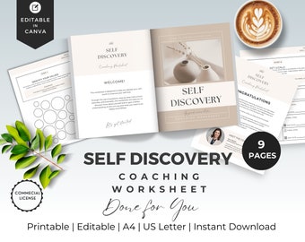 Coaching Canva Templates | INSTANT DOWNLOAD | Self Discovery | Done for You | Coaching Worksheets | Life Coaching Templates | Canva Editable