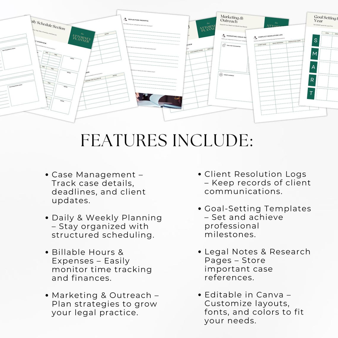 Editable Lawyer Planner | Daily Organizer for Attorneys | Legal Case ...