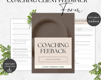 Coaching Client Feedback Form | Editable A4 PDF | Life Coach Review Questionnaire | Client Reflection Template for Coaches