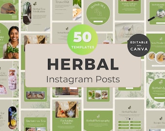 Instagram Templates for Herbalists | 50 Canva Posts for Wellness Coaches, Eco Brands & Holistic Businesses | Health Coach Marketing