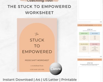 Pegado a la hoja de trabajo empoderada, DESCARGA INSTANTÁNEA, Hecho para usted, Herramienta de coaching de vida, Libro de trabajo empresarial, Recursos de coaching, Lead Magnet, Rosa