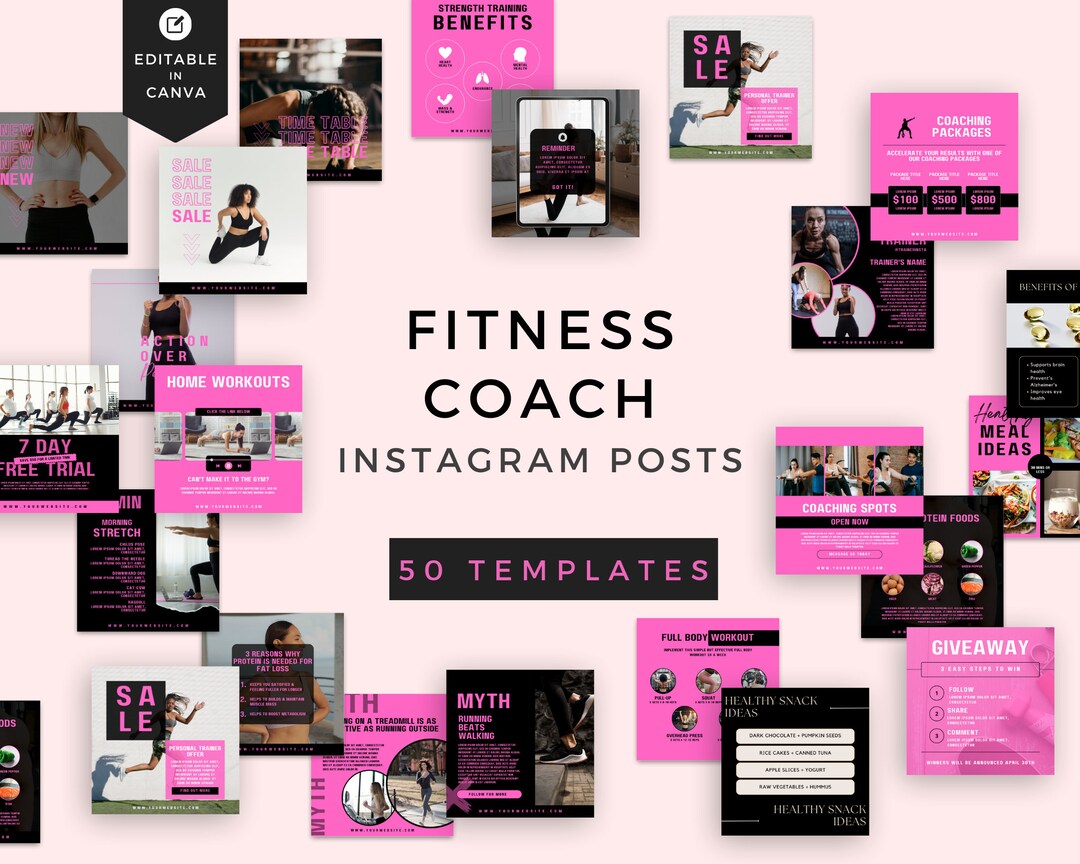 Instagram Templates Fitness Coach | INSTANT DOWNLOAD | Fitness Social ...