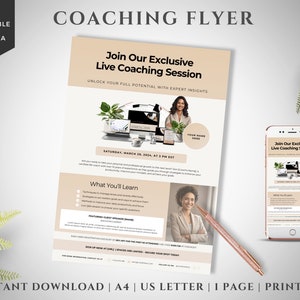 Business Coach Flyer | Promote your Coaching Event | Business Leaflets | Canva Template | Leaflet Design | Conference Flyer | Coaching Tools