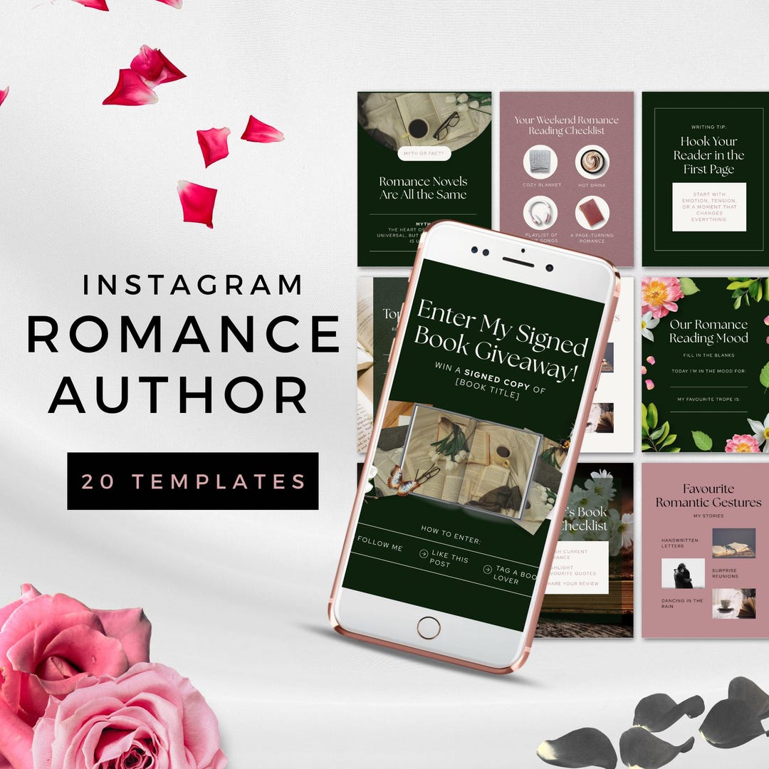 Romance Author Instagram Templates | Editable Canva Designs for Book ...