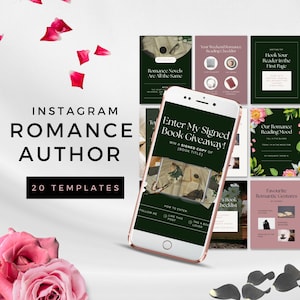 Romance Author Instagram Templates | Editable Canva Designs for Book Marketing | Author Branding, Social Media Posts | Book Launch Promotion