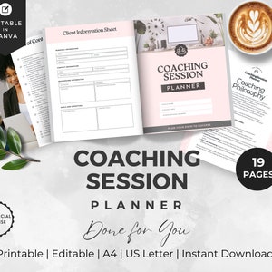 Sjabloon voor sessieplan voor zakelijke coaching | Aantekeningen coachingsessie | Intakeformulier coaching | Mindsetcoach-werkbladen | Coachingplanner