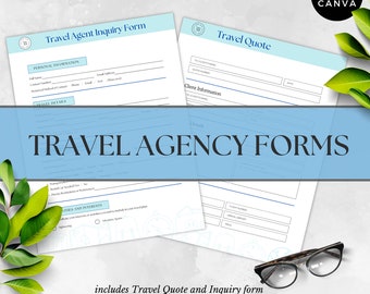 Travel Agent Forms Bundle | Booking Information | Travel Inquiry Form | Travel Quote Template | Instant Download | Travel Agency Template