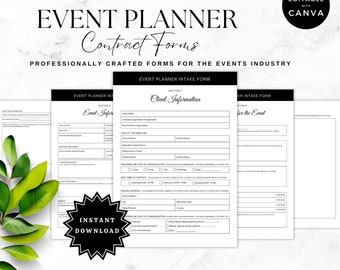 Event Planner Agreement | Intake Forms | Event Planning Marketing | Event Planner Contract Template | Edit In Canva | Client Forms