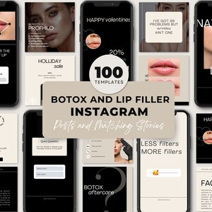 Instagram Story Templates for Botox | Lip Filler Story Templates  | Botox And Filler Canva Template | Social Media Beauty Templates