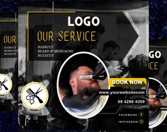 Barbershop Flyer, Book now, Instagram flyer, Social Media flyer, Barbershop business, Instagram template, service template flyer