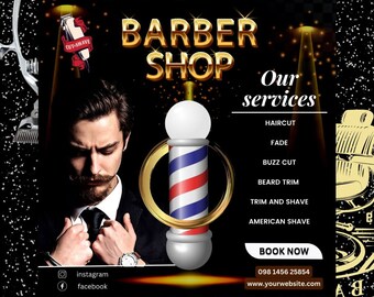 Barbershop Flyer, Barber flyer, Instagram flyer, Social Media flyer, Barbershop business Flyer, Instagram template, Canva template