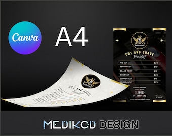 Price List Barber Shop Template Canva, Business Price List, Pricing List, Salon Price List, Editable Price List, Design Price List, A4 Flyer