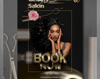 Beauty salon Flyer, Hairdresser flyer, A4 flyer, Business template flyer, Canva template, Business flyer. Book now flyer, Appointment flyer