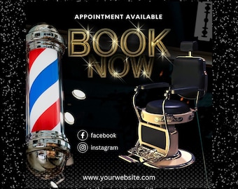 Barbershop Flyer, Barber flyer, Instagram flyer, Social Media flyer, Barbershop business, Instagram template, Canva template, Business Flyer