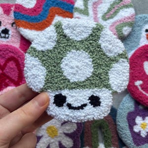 Handmade Mug Rug, Punch Needle Coaster, Handmade Gift, Drink Coaster, unique Decor, Housewarming Gift, Tufted Mug Rug, gifts for her