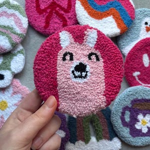 Handmade Mug Rug, Punch Needle Coaster, Handmade Gift, Drink Coaster, unique Decor, Housewarming Gift, Tufted Mug Rug, gifts for her