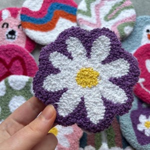Handmade Mug Rug, Punch Needle Coaster, Handmade Gift, Drink Coaster, unique Decor, Housewarming Gift, Tufted Mug Rug, gifts for her