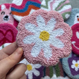 Handmade Mug Rug, Punch Needle Coaster, Handmade Gift, Drink Coaster, unique Decor, Housewarming Gift, Tufted Mug Rug, gifts for her