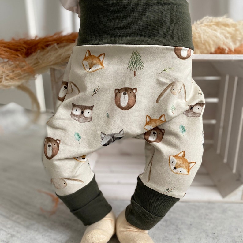 Pumphose Babyhose / Mitwachshose für Babys und Kleinkinder / Motiv Waldtiere / Fuchs / Eule / bequeme Kinderhose / Unisex Bild 7