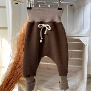 Pumphose für Babys und Kleinkinder aus kuscheligen Wintersweat / Warme Mitwachshose / Kinderhose / Winterhose für Kinder / Sweathose / braun 画像 2