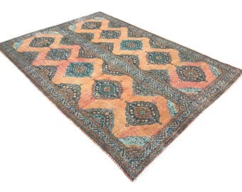 Türkischer Vintage Teppich 230x300: Geometrischer Teppich
