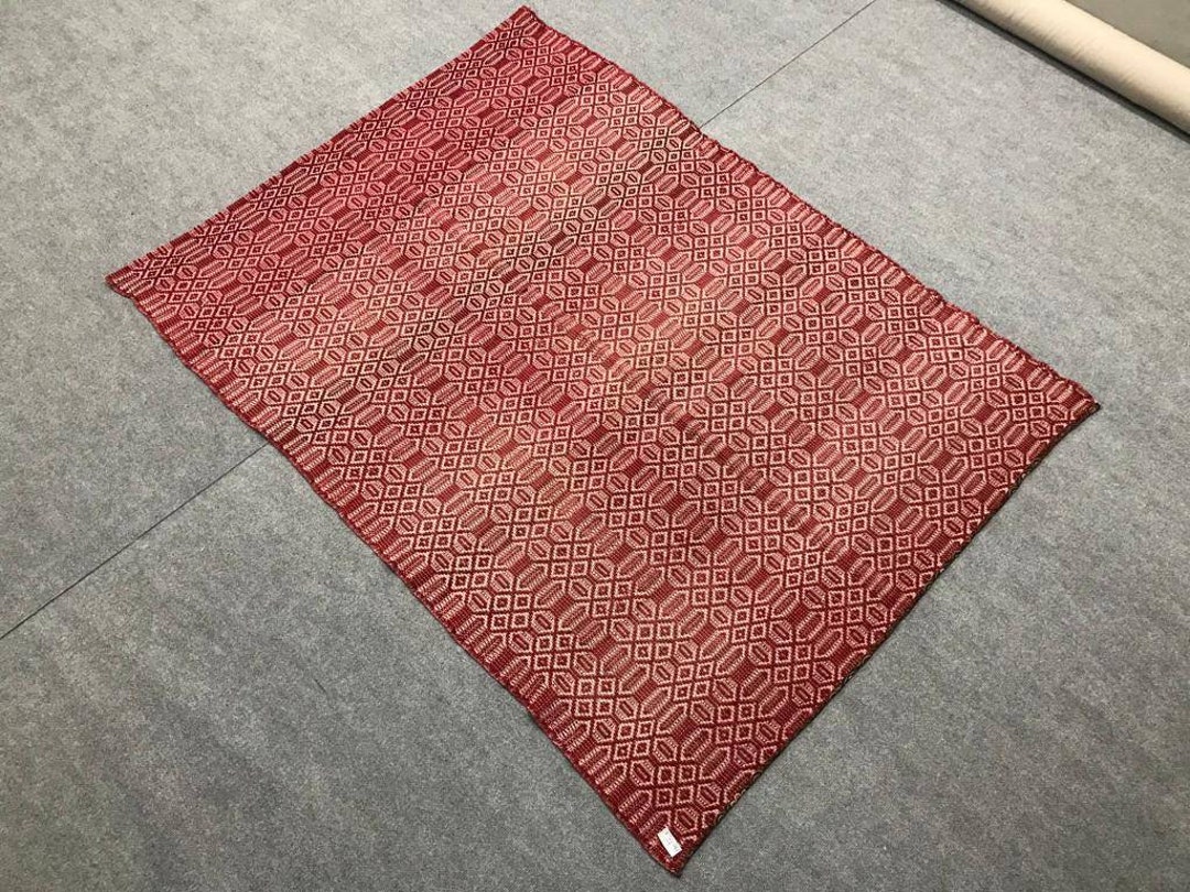 Red Square Rag Rug embroidrey Desing Area Kilim Rug Red Etsy