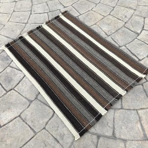 Vintage wool neutral small rug , Striped small kilim rug , Turkish small rug , Door mat rug , Minimalist small rug,Square small rug, 1.7x2.2