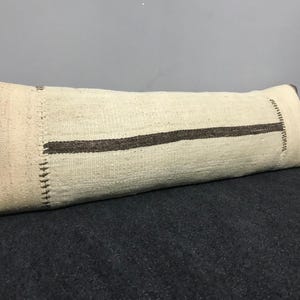 King Size Kilim Rug Pillow Cover: Vintage Turkish Wool Lumbar (15&quot;x42&quot;)