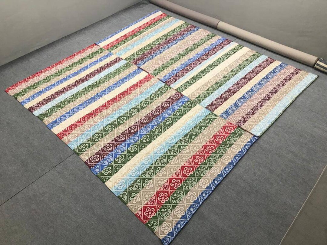 Square Rag Rugs Vintage Square Rag Rug: 9.5 Ft Handloomed Embroidery Kilim - Etsy