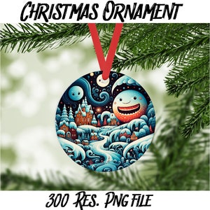 Alien Christmas 5 digitaal PNG-bestand - boomornament, luchtverfrisser, doe-het-zelfproject - Instant Download - Fantasy SciFi Winter Sterrennacht