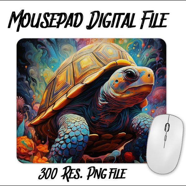 Psychedelic Tortoise Digital PNG File - Mousepad size - Watercolor Woodland Box Turtle - Arts and Crafts diy - Sublimation Animal Artwork
