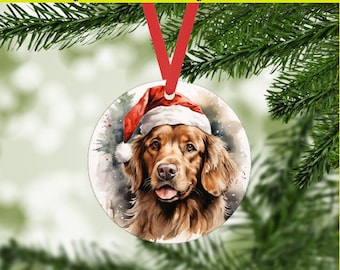 Santa Dog 7 Christmas Golden Retriever Digital PNG - Ornaments, Holiday Gift Tags, DIY Crafts, Homemade Gifts - Instant Download -Pet Sitter